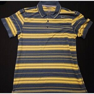 Nike Tennis Dri-FIT Rafael Nadal Polo Shirt Men’s M Yellow Gray Striped Athletic